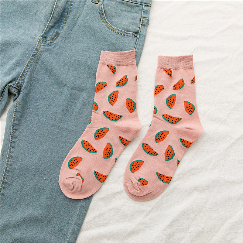 Spring Fashion Wind Socks In Tube Socks Personalized Fruit Avocado Wild Cotton Socks